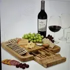 Bamboo Cheese Charcuterie Board Set with Cutlery & Slide-Out Drawer - NEW
