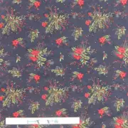 Quilting Patchwork Sewing Fabric Moda Flower Sprigs on Black 50x55cm FQ