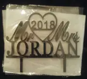 Mr. & Mrs. Jordan Elegantly Beautiful 2018 Wedding Cake Topper
