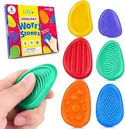 Aoiiigo 6 Pack Fidget Toys Sensory Stone for Kids Sensory Toys Set Textured Soft Worry Stone for Autism Toddler Girls Boys Adults Calming Textured Silicone Worry Stones for Anxiety Relief