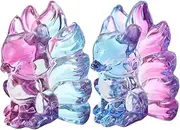 ULDIGI Elegant Nine-Tailed Fox Figurine Handblown Glass Fox Statue Miniature Animal Sculpture 2 Pieces Fox