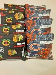 8 Cornhole Bag Set Corn Hole Chicago Bears and Blackhawks BLK