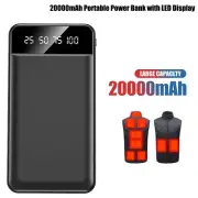 20000mAh Portable Power Bank Dual USB Outputs w/LED Display Battery Pack Black