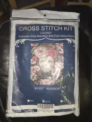 Lucksy Cross Stitch Kit Skull & Flower Learn a Craft Includes Everything Needed