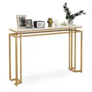 Giantex 1.2M Faux Marble Console Table Narrow Hallway Table Entryway Display Table w/Metal Frame