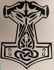 Mjolnir Vinyl Decal, Viking God Thor's Hammer, 15cm x 9cm, Black