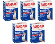5 Pack Band Aid Bandages Flexible Fabric All One Size 30 Each