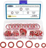 Air Conditioning Compressor Port Seal Washer Kit A/C Gasket Assortment 45 Pieces (Dark Red)