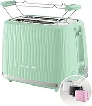 Russell Hobbs 2 slices (6 roasting levels, high lift function, frozen bread settings, heating and stopping function, heating grate included, textured exterior Green) Eden 27374-56