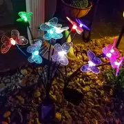 Solar Garden Lights 2Pcs Solar Lights Outdoor Garden 6LED Butterfly Landscape Stake Lights