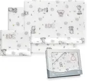 Interbaby Baby Pram Bed Linen 40 x 80 cm - Winter Bedding in Coralina Fabric - Koala Model - Includes Flat Sheet + Flat Sheet + Pillow Case