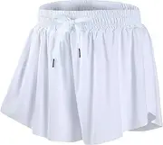 [DIPUG] Girls Butterfly Shorts Flowy Athletic Short Kids with Pocket for Sports,Running,Cheer