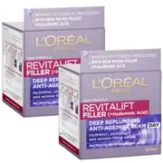2 x L'oreal Paris Revitalift Filler Day Cream 50ml