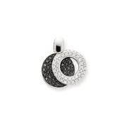14k Yellow Gold Small Black and White Diamond Circle Pendant White Gold
