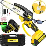 Cordless Mini Chainsaw 6 Inch, Auto Oiler &Tool-Box, One-Hand Handheld Electric