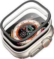 [ESR] 2 Pack Armorite Screen Protector for Apple Watch Ultra 2/1 (2024/2023/2022), Military Grade Protection, Tempered Glass, Stainless-Steel Frame, Scratch Resistant, Titanium Black