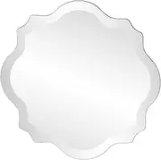 Howard Elliott Frameless Scalloped Hanging Wall Mirror, Accent, Silver - Decorative Mirror for Living Room Bedroom Office Entrance Décor, 16 x 16 inch