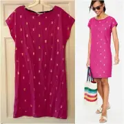 Boden Paulina Dress Shift Mini Pink Foil Pineapple US Size 8R 8 NWT