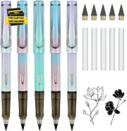 5PCS Everlasting Pencil, Infinity Pencil with Eraser and Replacement Nibs, Reusa