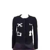 在飛比找Yahoo奇摩購物中心優惠-MOSCHINO 黑色裁縫拼貼設計排釦外套