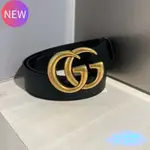 ✈空姐免税代購✈ GUCCI 男款 2015 RE-EDITION 寬4公分雙G搭扣皮革皮帶 黑色