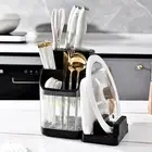 Cutter Holder Drainage Tray Organization Chopsticks Cutlery Pot Cover Holder