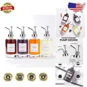 Versatile Syrup Dispenser Set - Glass Bottles for Coffee & Condiments, 4 Pack