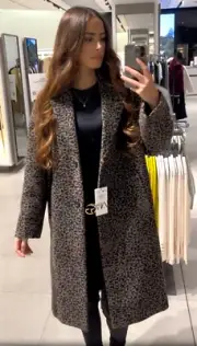 Zara Animal Print Wool Blend Coat ZW Collection Leopard Size XS S M 8340/701 New