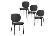 HomeStar Set Of 4 Archie Fabric Kitchen Dining Chair Metal Legs Black