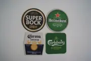 SuperBock, heineken, Corona, Carlsberg 4 different Beer Coaster / Beer Mat