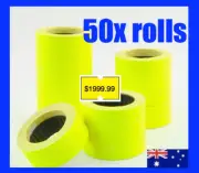 50 FLURO PRICING PRICE TAG TAGGING GUN LABEL ROLLS BULK YELLOW