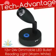 12/24v Touch Switch 3W Black Bullet LED Reading Light Warm White LED USB Charger