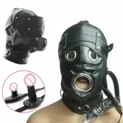 Mouth Gag Gimp Bondage Restraint BDSM Hood Blindfold Head Harness Mask Slave