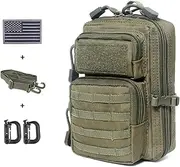 Tactical Molle Pouch Compact EDC Tool Pouch Bag Mini Utility Pouch with US Flag Patch, Shoulder Strap & Two D-Rings