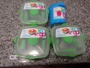 Sistema To Go LOT Soup Mug 3 Salad Bowls Green Blue New Cup Bento Lunch Utensils