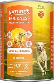 Nature's Goodness Complete Care Adult Wet Dog Food, Chicken 12x400g - Grain Free Everyday Nutrition, Supports Joints, Immunity, Skin & Digestion