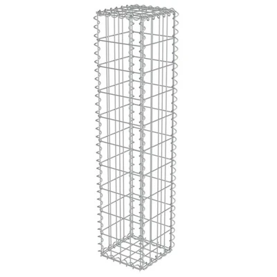 Gabion Wall with Covers Galvanised Steel 20x20x100cm Wire Fence Cage Fencing