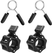 JZUNHN 2 Pieces of 2.8cm Barbell Clips, Weight Lifting Bar Clamps with 2 Pieces of 2.8cm Spring Clips, Dumbbell Fixing Accessories for Weightlifting and Fitness (Black) (medium 28mm)