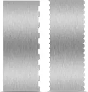 2 Pieces Stainless Steel Cake Scraper Large Double Sided Patterned Edge Stripe Edge Smoother Scraper Cake Decorating Comb Pastry Cutter for Mousse Butter Cream Decoration(9 x 3.4 Inches)