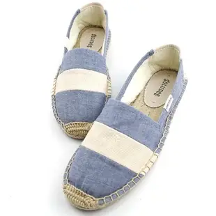 {代購} Soludos 基本款藍白寬條紋帆布懶人草編鞋