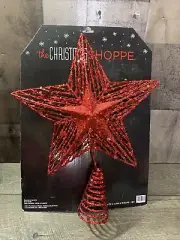 The Christmas Shoppe Red Glitter Star Christmas Tree Topper Top Metal & Plastic