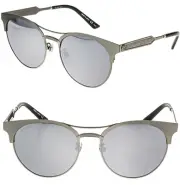 GUCCI 0075 GG0075S Ruthenium Silver Metal Filigree Mirrored Sunglasses Women 005