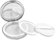 koolsoo Empty Loose Powder Container and Puff Set, Empty Reusable Loose Powder Compact Container DIY Makeup Powder Case with Sponge Powder Puff, Mirror and Net Sifter for Household Travel, Silver