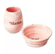 Mother's Day 2-piece Pet Gift Set of Silicone Wine glass and Collapsible Dog