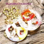 WHITE FLORAL CEILING FAN SWITCH PULL MURANO GLASS PEACE SYMBOL SMALL PAIR P129