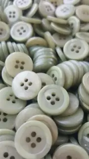 Shiny Sage Buttons, 4 Hole Sewing/Crafts Buttons 15mm - 24 Pieces (099)