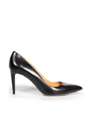 Black Pointed-Toe Mid Heel Pumps
