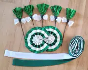 Set of Draft Horse Decorations - Green, White Mane, Tail, Flowers