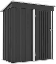 OGL Garden Storage Shed with Plastic Tilted Roof,Lockable Metal Outdoor Shed for Backyard Tool Garage Bike Lockable Utility House Pet Dog Cat Shelter Galvanised，160x95x180cm