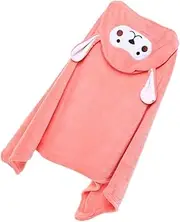 Vaguelly 1Pc Hooded Bath Towel Coral Fleece Cloak Soft Absorbent Towel Poncho for Boys Pink Bathing Cloak for Post Bath Swimming Use